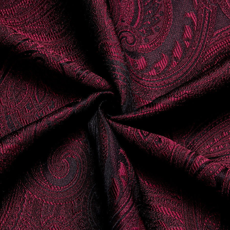 Dark Red Black Paisley Silk Dress Shirt shirt    - Sophisticated Gentlemen