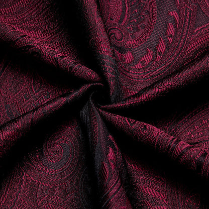 Dark Red Black Paisley Silk Dress Shirt shirt    - Sophisticated Gentlemen