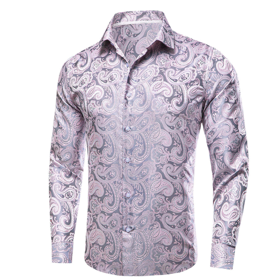 Pale Pink Paisley Silk Dress Shirt shirt    - Sophisticated Gentlemen
