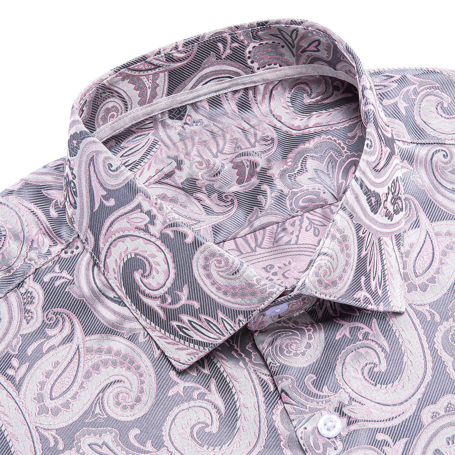 Pale Pink Paisley Silk Dress Shirt shirt    - Sophisticated Gentlemen