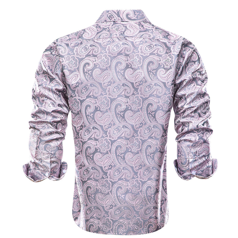 Pale Pink Paisley Silk Dress Shirt shirt    - Sophisticated Gentlemen
