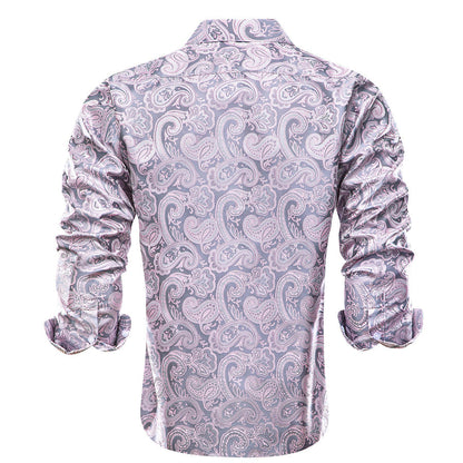 Pale Pink Paisley Silk Dress Shirt shirt    - Sophisticated Gentlemen