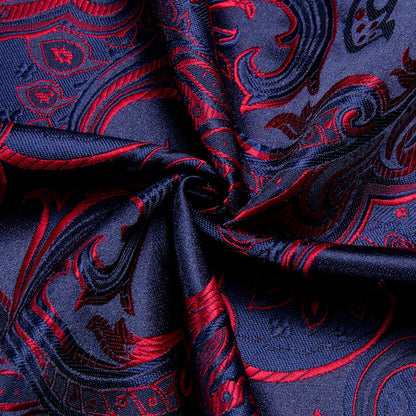 Navy Blue Red Jacquard Paisley Dress Shirt shirt    - Sophisticated Gentlemen
