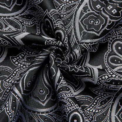 Black White Jacquard Floral Silk Dress Shirt shirt    - Sophisticated Gentlemen