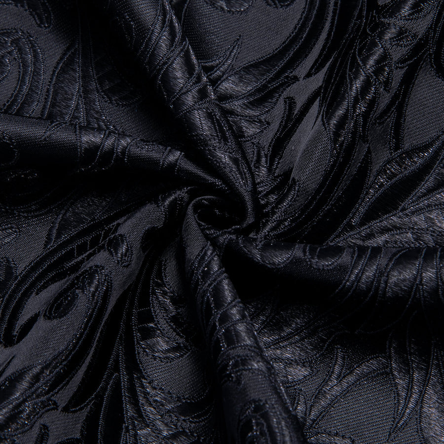 Black Jacquard Floral Silk Dress Shirt shirt    - Sophisticated Gentlemen