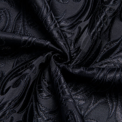 Black Jacquard Floral Silk Dress Shirt shirt    - Sophisticated Gentlemen