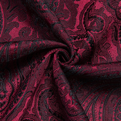 Dark Red Jacquard Paisley Silk Dress Shirt shirt    - Sophisticated Gentlemen