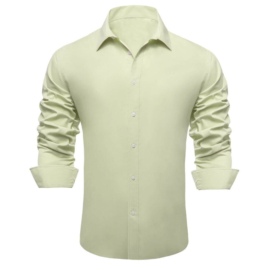 Avocado Green Solid Silk Dress Shirt shirt    - Sophisticated Gentlemen