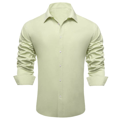 Avocado Green Solid Silk Dress Shirt shirt    - Sophisticated Gentlemen