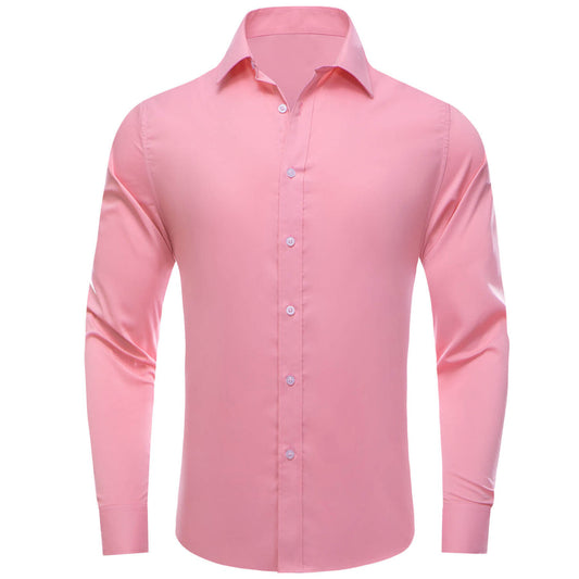 Rose Pink Solid Silk Dress Shirt shirt S   - Sophisticated Gentlemen
