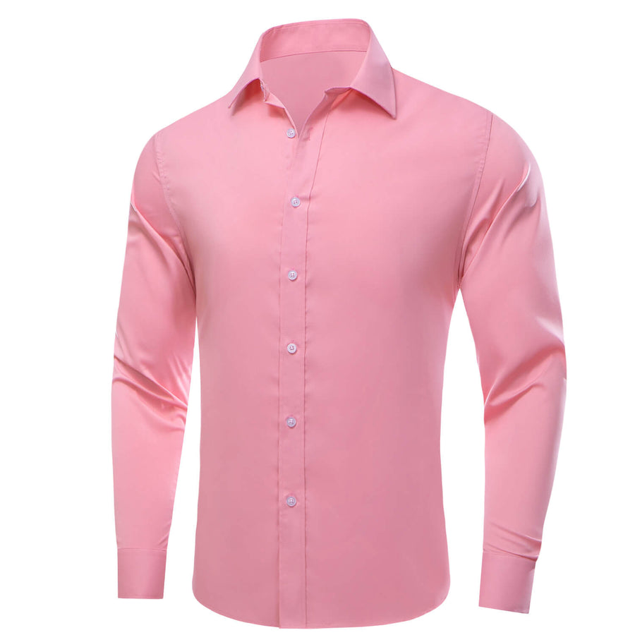 Rose Pink Solid Silk Dress Shirt shirt    - Sophisticated Gentlemen