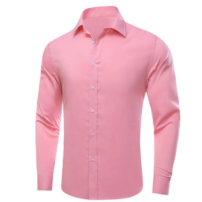 Rose Pink Solid Silk Dress Shirt shirt    - Sophisticated Gentlemen