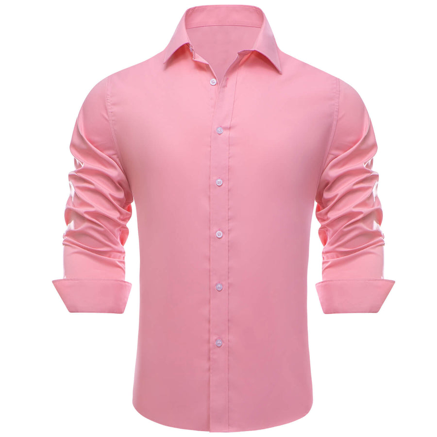 Rose Pink Solid Silk Dress Shirt shirt    - Sophisticated Gentlemen