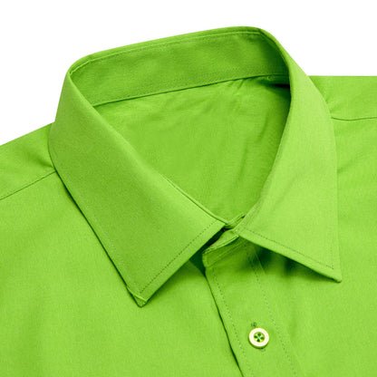 Lime Green Solid Silk Dress Shirt shirt    - Sophisticated Gentlemen