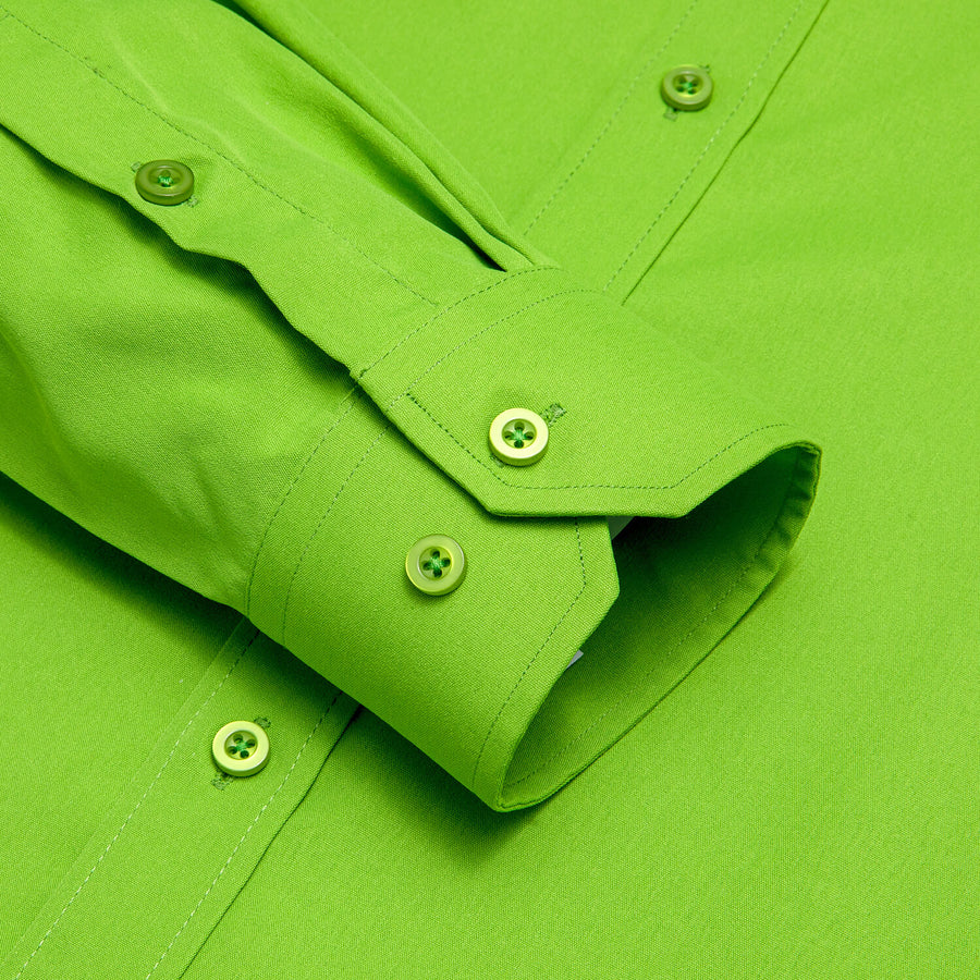Lime Green Solid Silk Dress Shirt shirt    - Sophisticated Gentlemen