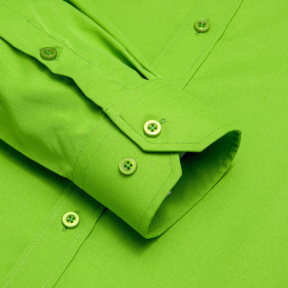 Lime Green Solid Silk Dress Shirt shirt    - Sophisticated Gentlemen
