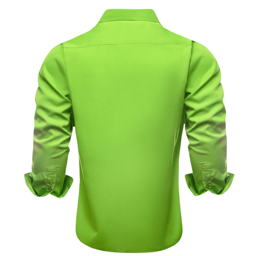 Lime Green Solid Silk Dress Shirt shirt    - Sophisticated Gentlemen