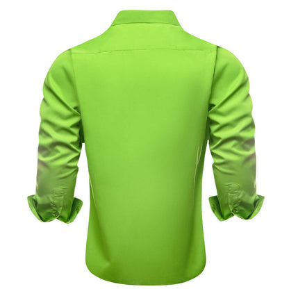 Lime Green Solid Silk Dress Shirt shirt    - Sophisticated Gentlemen