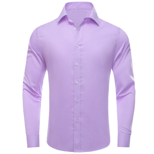 Purple Solid Silk Dress Shirt shirt S   - Sophisticated Gentlemen