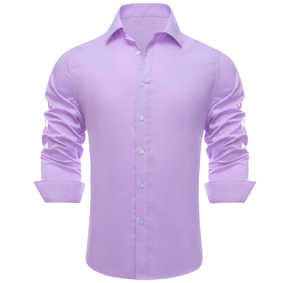 Purple Solid Silk Dress Shirt shirt    - Sophisticated Gentlemen
