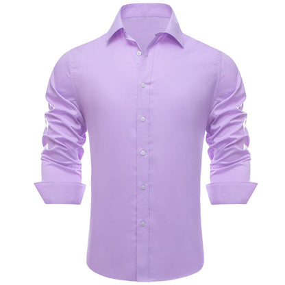 Purple Solid Silk Dress Shirt shirt    - Sophisticated Gentlemen