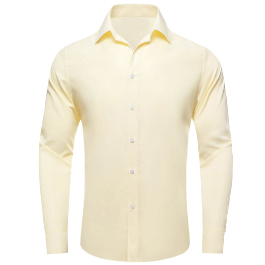 Linen White Solid Silk Dress Shirt shirt S   - Sophisticated Gentlemen