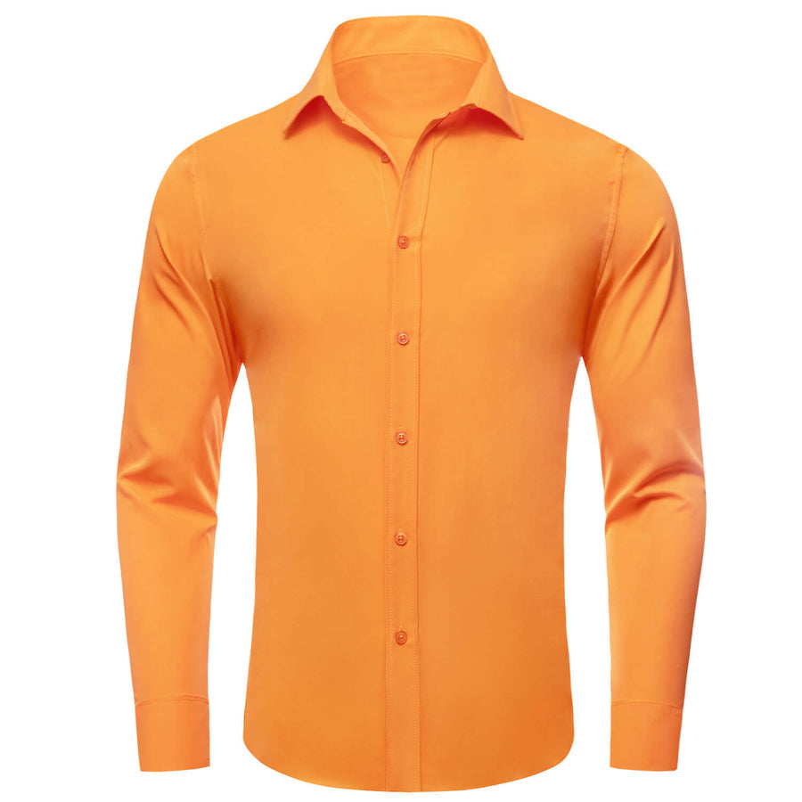 Dark Orange Solid Silk Dress Shirt shirt S   - Sophisticated Gentlemen