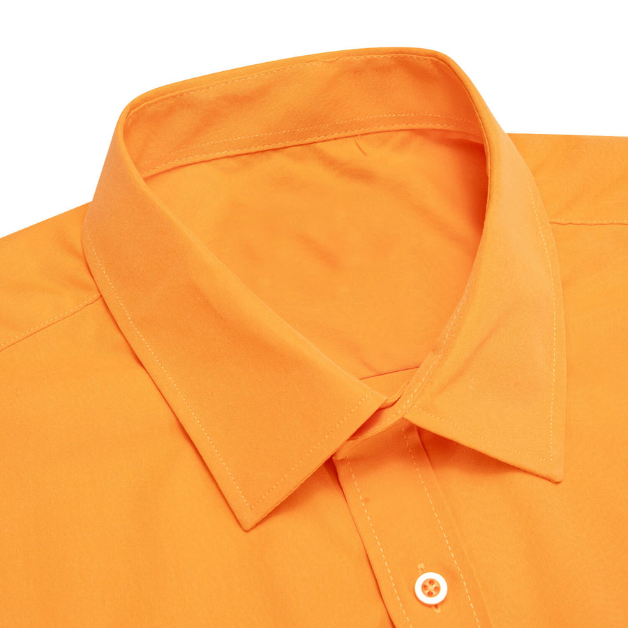 Dark Orange Solid Silk Dress Shirt shirt    - Sophisticated Gentlemen