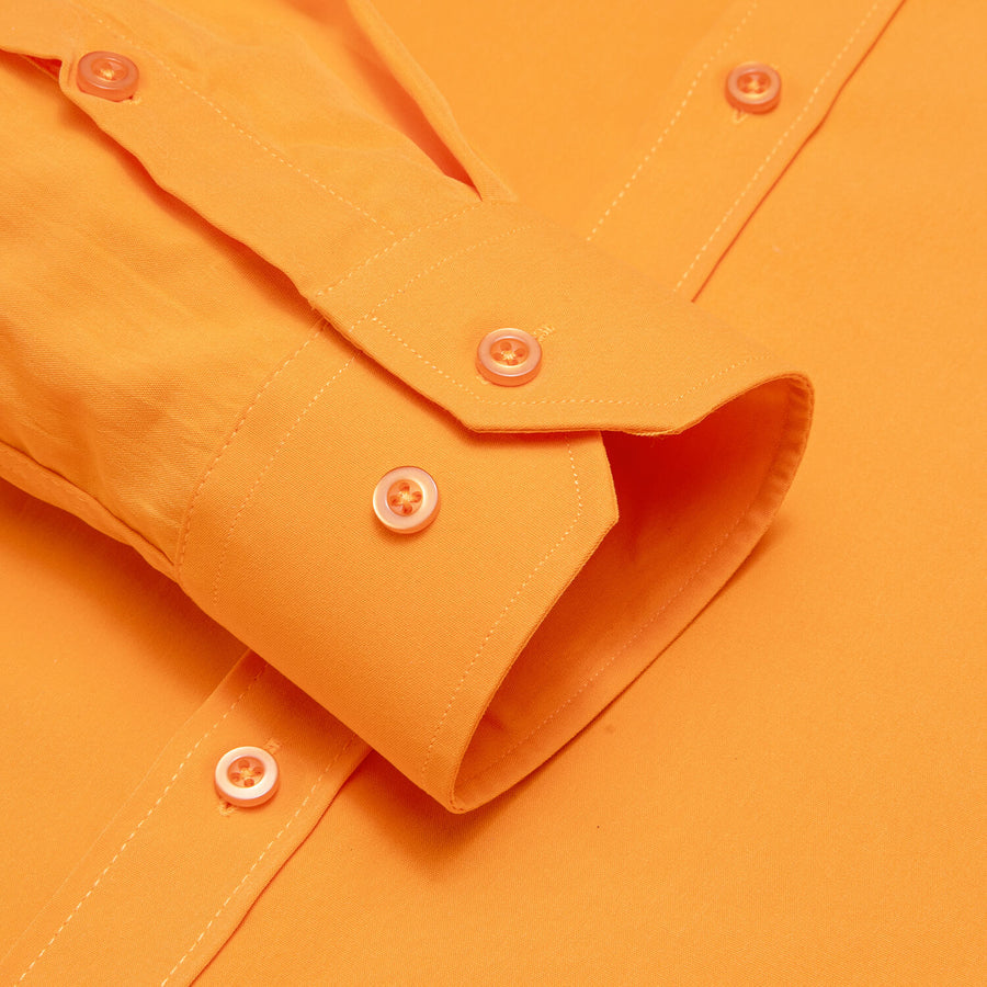 Dark Orange Solid Silk Dress Shirt shirt    - Sophisticated Gentlemen