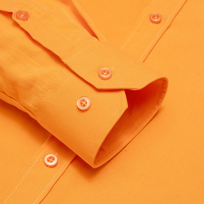 Dark Orange Solid Silk Dress Shirt shirt    - Sophisticated Gentlemen
