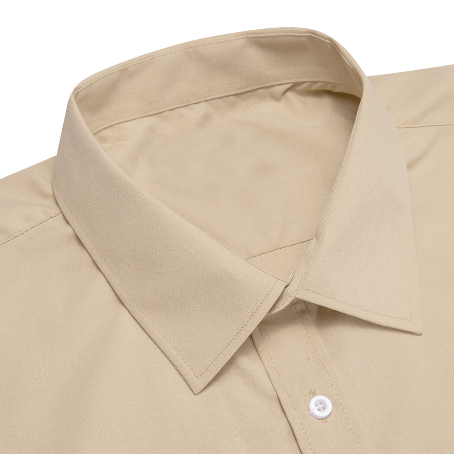 Cream White Solid Silk Dress Shirt shirt    - Sophisticated Gentlemen