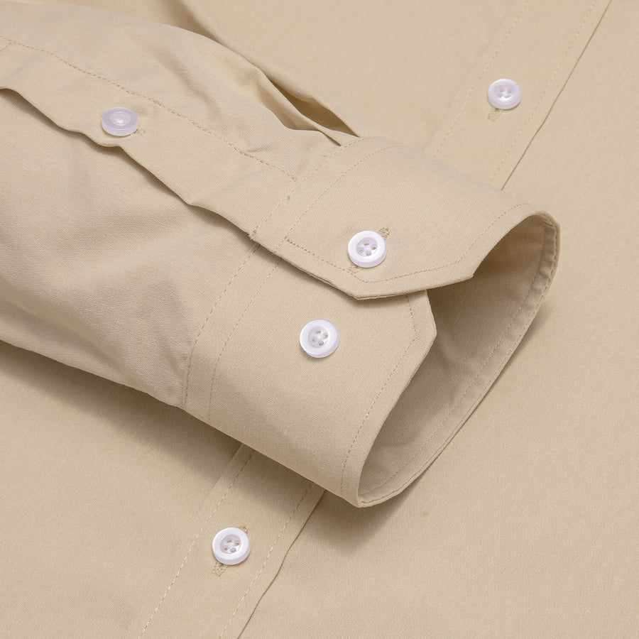 Cream White Solid Silk Dress Shirt shirt    - Sophisticated Gentlemen