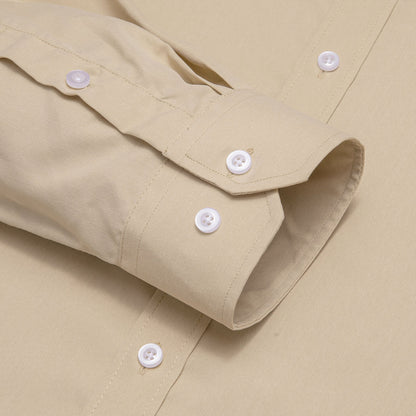 Cream White Solid Silk Dress Shirt shirt    - Sophisticated Gentlemen