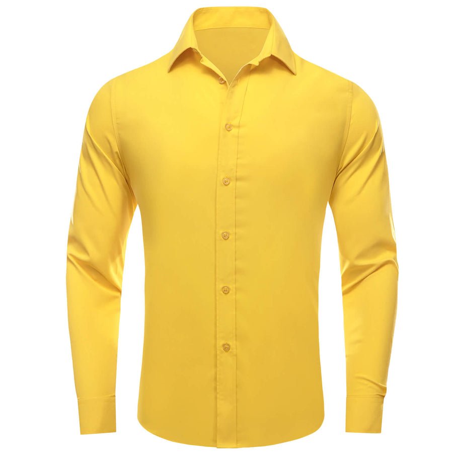 Golden Solid Silk Dress Shirt shirt S   - Sophisticated Gentlemen