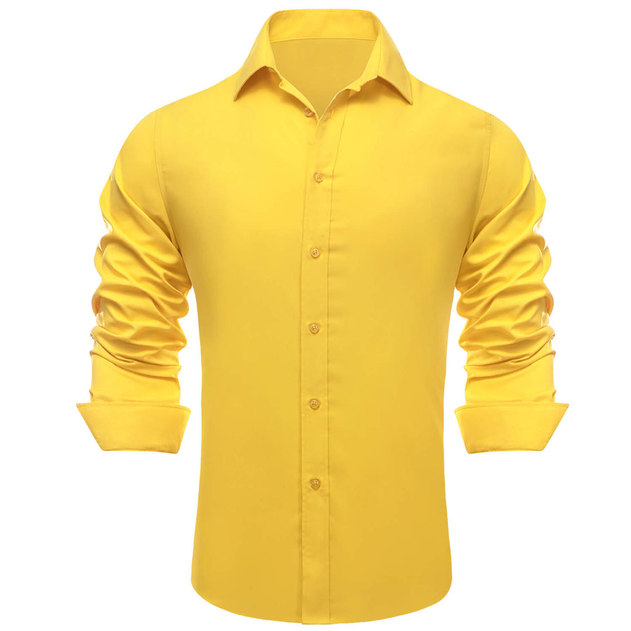 Golden Solid Silk Dress Shirt shirt    - Sophisticated Gentlemen