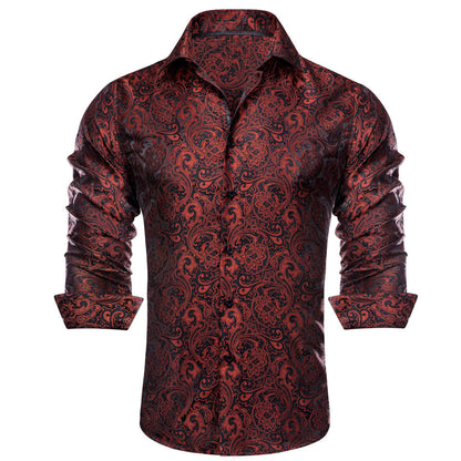 Red Black Floral Dress Shirt shirt    - Sophisticated Gentlemen