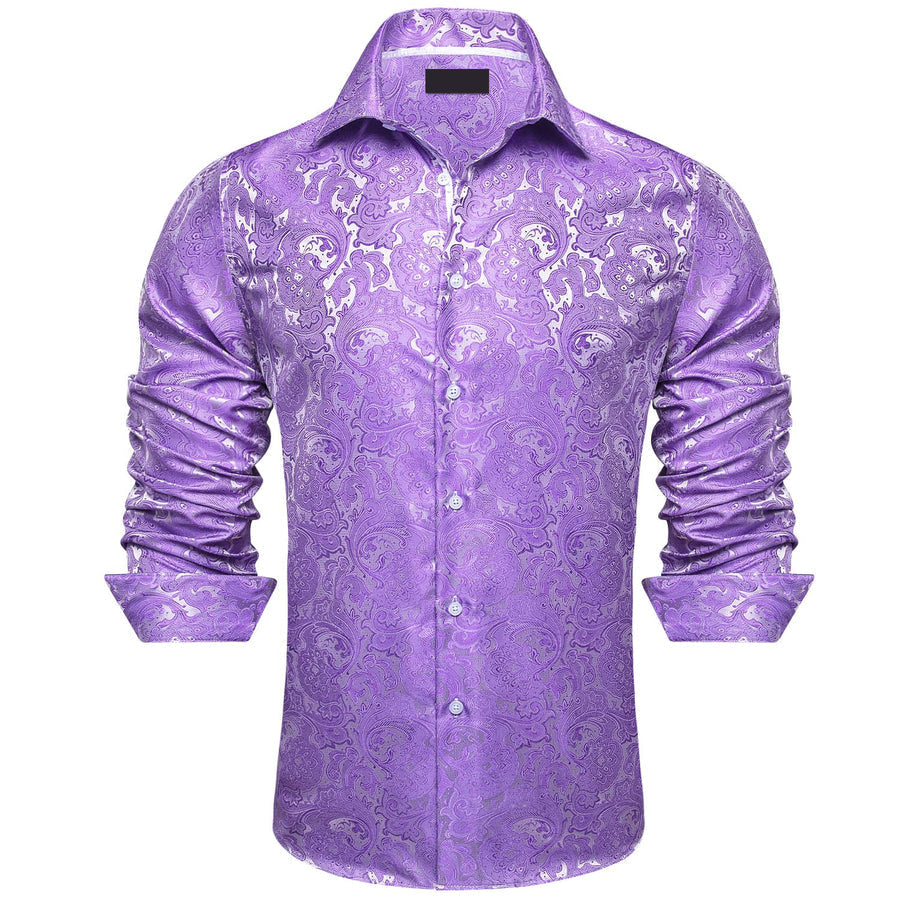 Purple Floral Silk Dress Shirt shirt    - Sophisticated Gentlemen