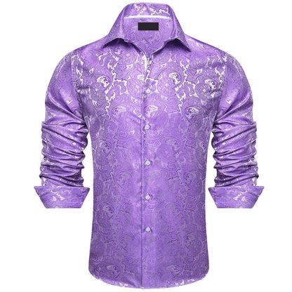 Purple Floral Silk Dress Shirt shirt    - Sophisticated Gentlemen
