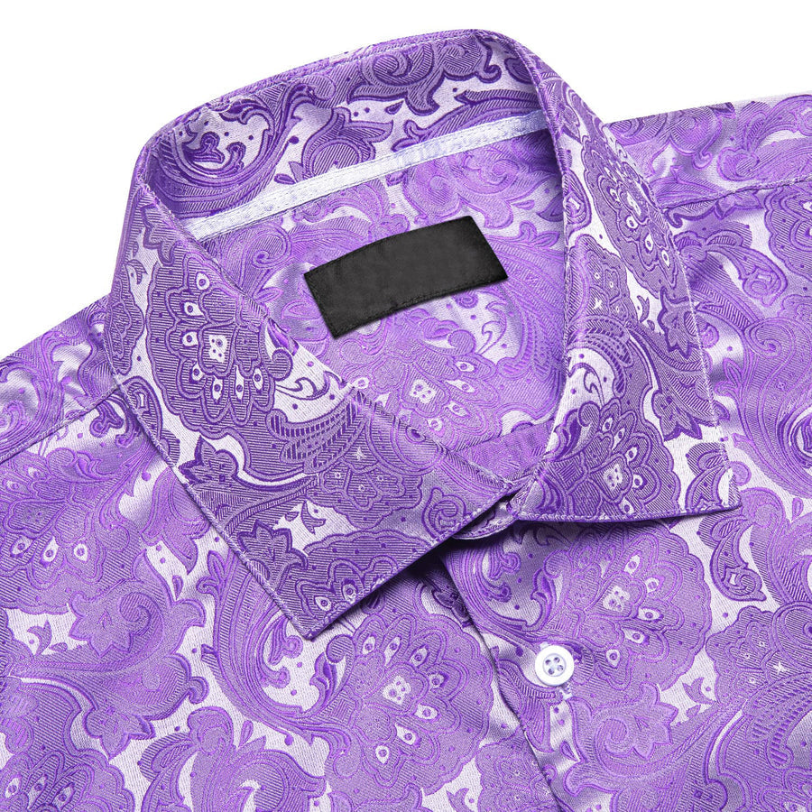Purple Floral Silk Dress Shirt shirt    - Sophisticated Gentlemen
