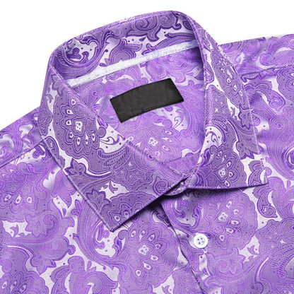 Purple Floral Silk Dress Shirt shirt    - Sophisticated Gentlemen