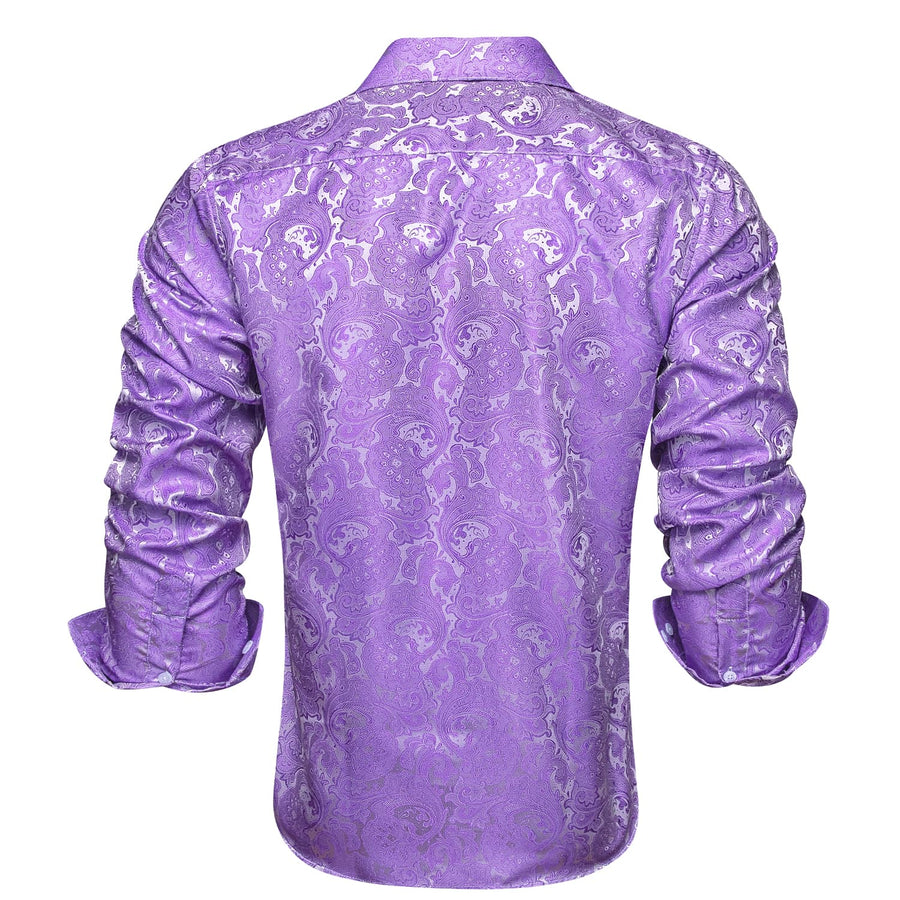 Purple Floral Silk Dress Shirt shirt    - Sophisticated Gentlemen