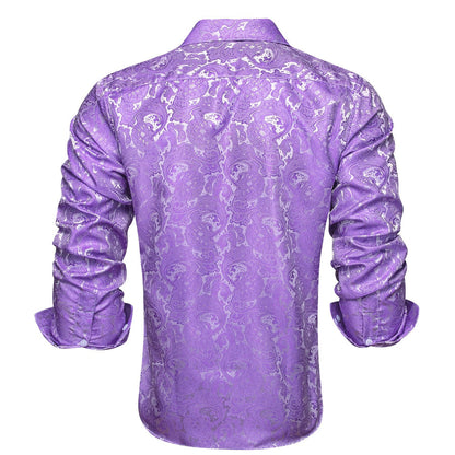 Purple Floral Silk Dress Shirt shirt    - Sophisticated Gentlemen