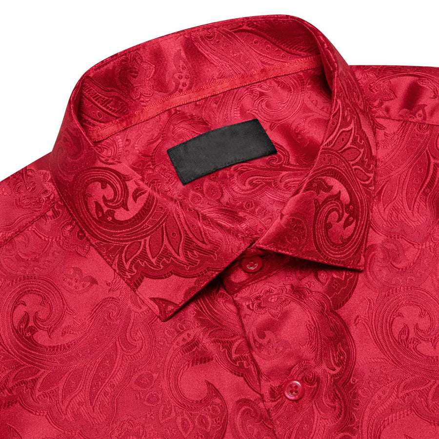 Red Floral Silk Dress Shirt shirt    - Sophisticated Gentlemen