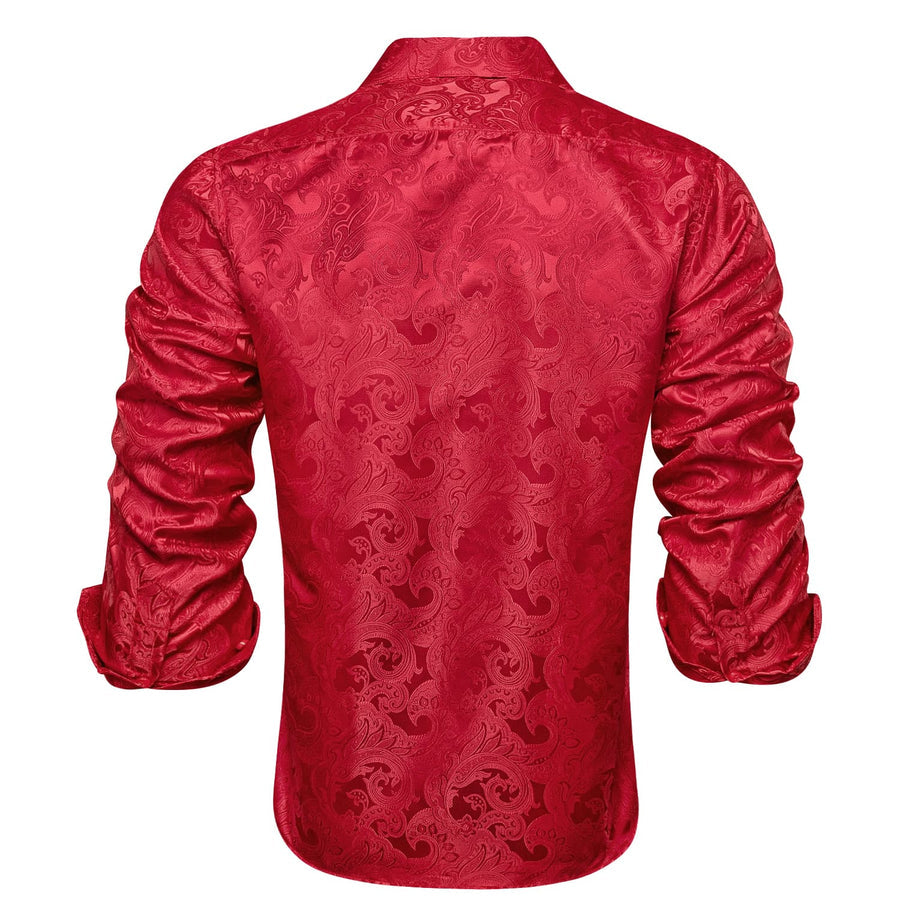 Red Floral Silk Dress Shirt shirt    - Sophisticated Gentlemen
