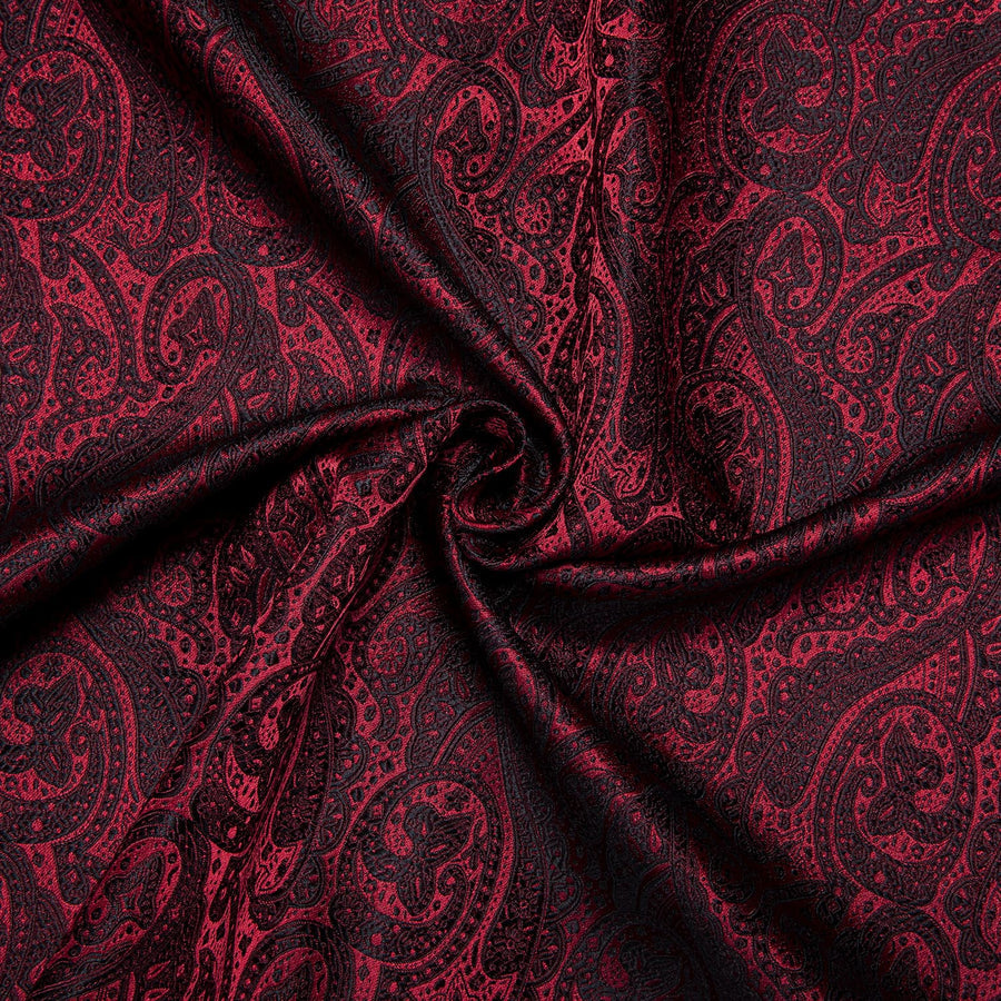 Black Red Jacquard Floral Silk Dress Shirt shirt    - Sophisticated Gentlemen