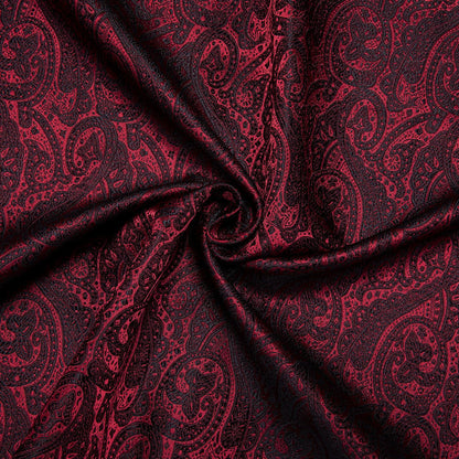 Black Red Jacquard Floral Silk Dress Shirt shirt    - Sophisticated Gentlemen