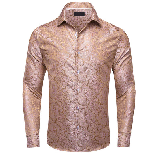 Lemonade Pink Paisley Silk Dress Shirt shirt S   - Sophisticated Gentlemen