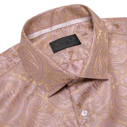 Lemonade Pink Paisley Silk Dress Shirt shirt    - Sophisticated Gentlemen