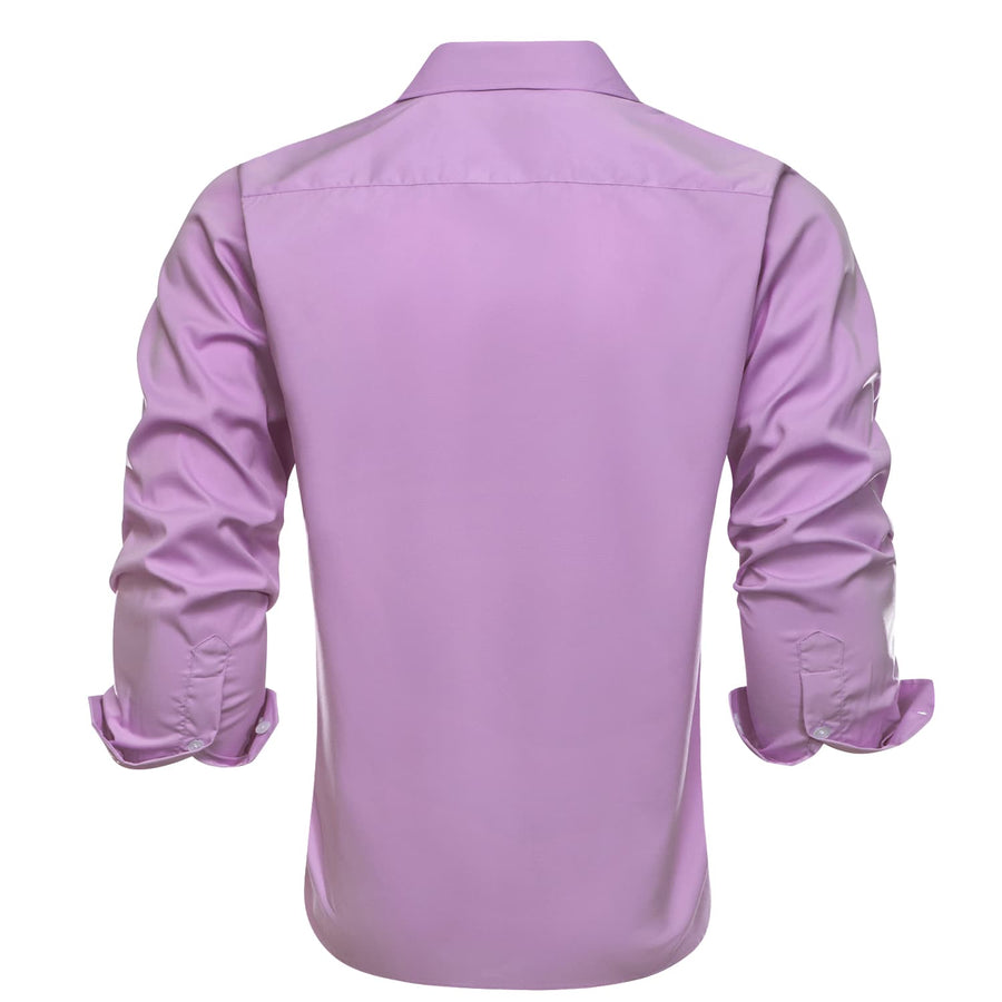 Thistle Purple Solid Splicing Men's Silk Dress Shirt shirt    - Sophisticated Gentlemen