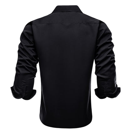 Black Gold Solid Silk Dress Shirt shirt    - Sophisticated Gentlemen